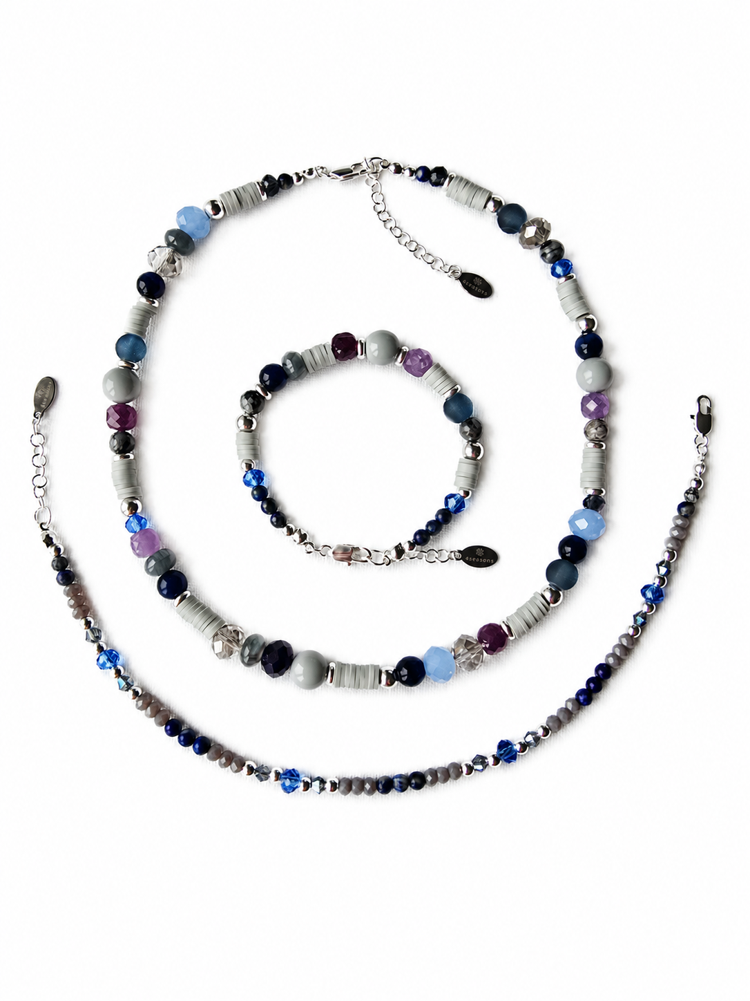 Cool / True Summer & Cool / True Winter - set - necklace, bracelet and anklet